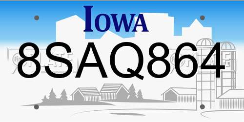 8SAQ864 Iowa License Plate