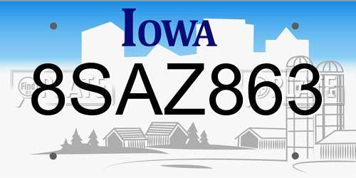 8SAZ863 Iowa License Plate