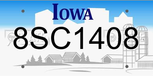 8SC1408 Iowa License Plate
