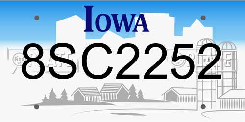 8SC2252 Iowa License Plate