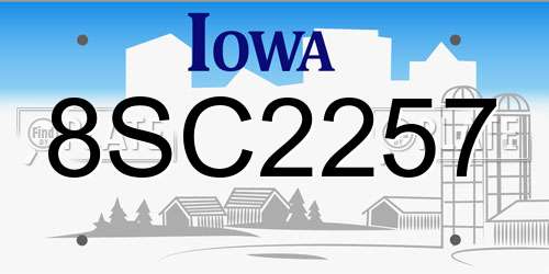 8SC2257 Iowa License Plate