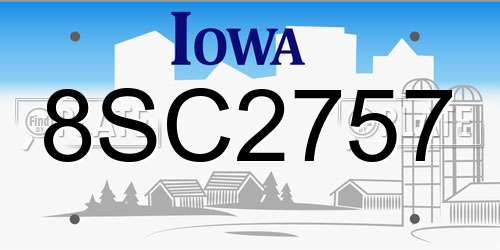 8SC2757 Iowa License Plate