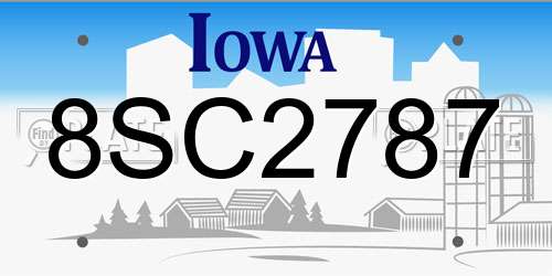 8SC2787 Iowa License Plate