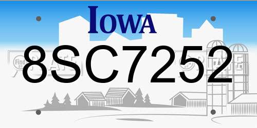 8SC7252 Iowa License Plate