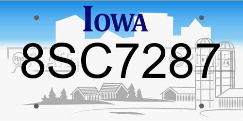 8SC7287 Iowa License Plate