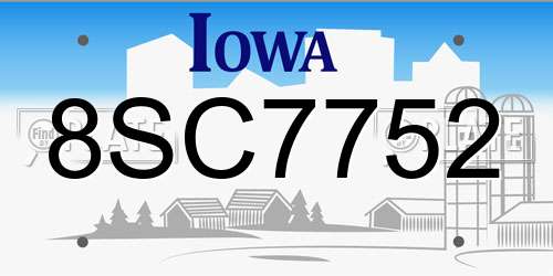 8SC7752 Iowa License Plate