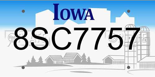 8SC7757 Iowa License Plate