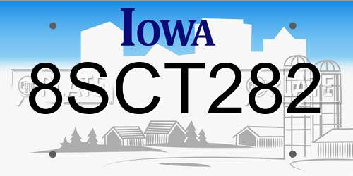 8SCT282 Iowa License Plate