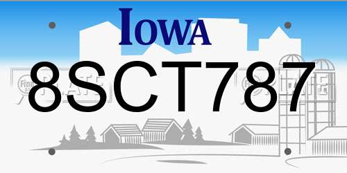 8SCT787 Iowa License Plate