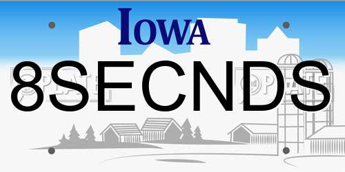 8SECNDS Iowa License Plate