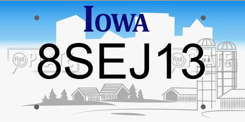8SEJ13 Iowa License Plate