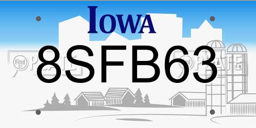 8SFB63 Iowa License Plate