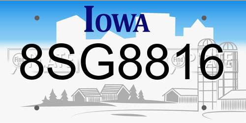 8SG8816 Iowa License Plate