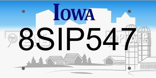 8SIP547 Iowa License Plate