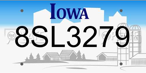 8SL3279 Iowa License Plate