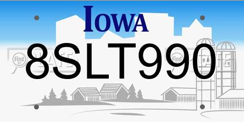 8SLT990 Iowa License Plate