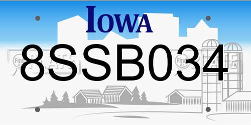 8SSB034 Iowa License Plate