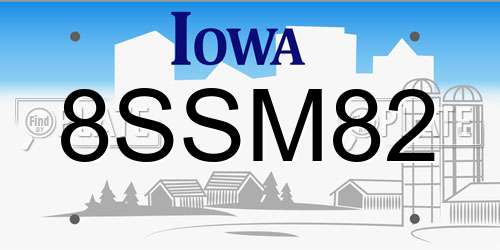 8SSM82 Iowa License Plate