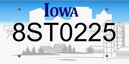 8ST0225 Iowa License Plate