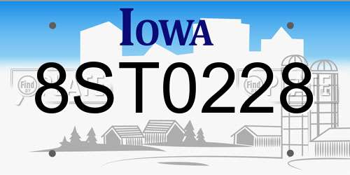 8ST0228 Iowa License Plate