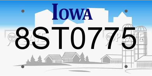 8ST0775 Iowa License Plate