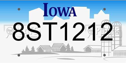 8ST1212 Iowa License Plate