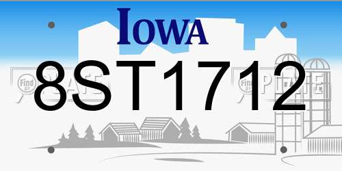 8ST1712 Iowa License Plate