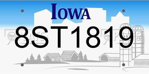 8ST1819 Iowa License Plate
