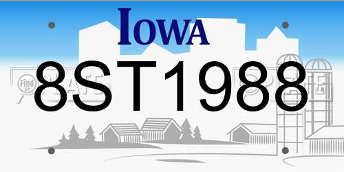 8ST1988 Iowa License Plate