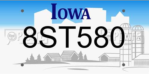 8ST580 Iowa License Plate