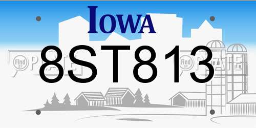 8ST813 Iowa License Plate