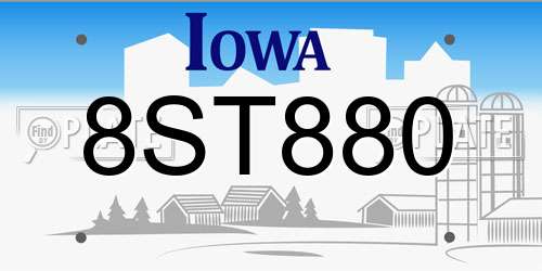 8ST880 Iowa License Plate