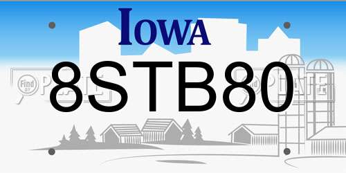 8STB80 Iowa License Plate