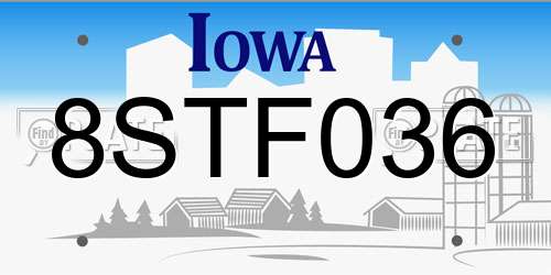 8STF036 Iowa License Plate
