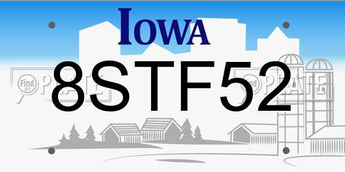 8STF52 Iowa License Plate