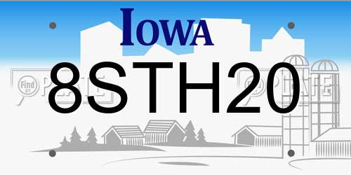 8STH20 Iowa License Plate