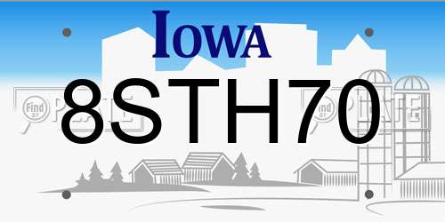 8STH70 Iowa License Plate