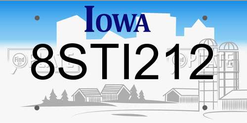 8STI212 Iowa License Plate