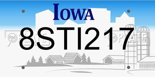 8STI217 Iowa License Plate
