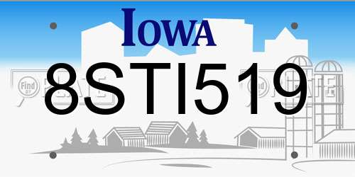 8STI519 Iowa License Plate