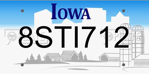 8STI712 Iowa License Plate