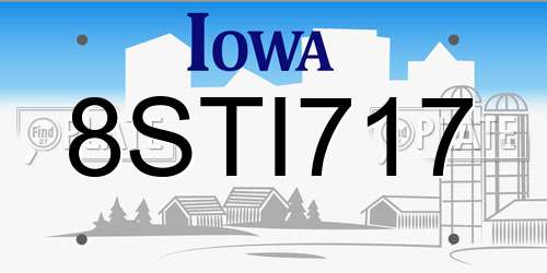 8STI717 Iowa License Plate