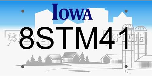 8STM41 Iowa License Plate