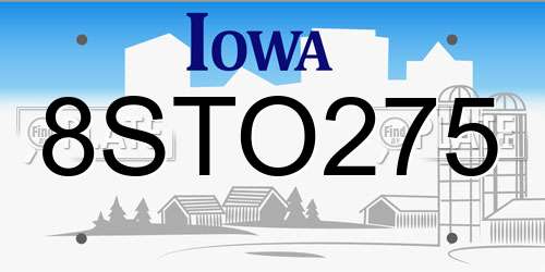 8STO275 Iowa License Plate
