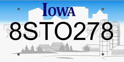 8STO278 Iowa License Plate