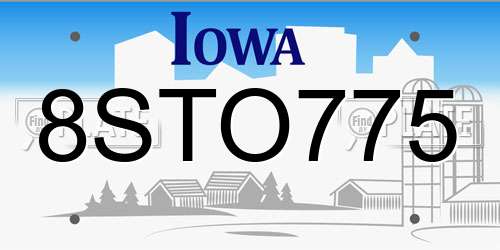 8STO775 Iowa License Plate