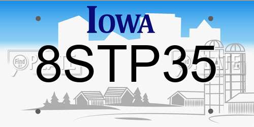 8STP35 Iowa License Plate