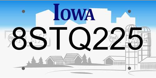 8STQ225 Iowa License Plate