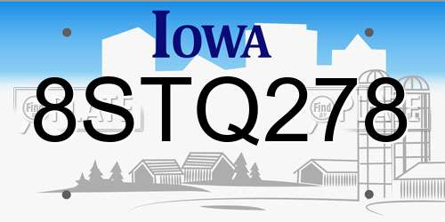 8STQ278 Iowa License Plate