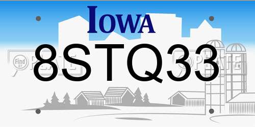 8STQ33 Iowa License Plate